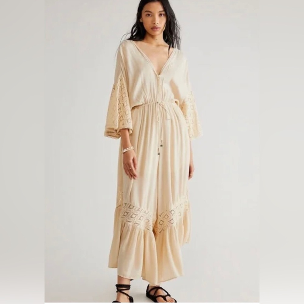 Free People Angela Jumpsuit - Summer Khaki - L